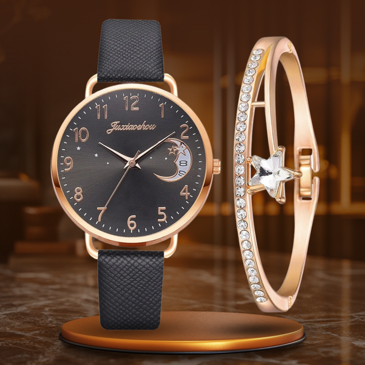 DIGIT NUMBER DIAL WATCH AND BRACELET SET | Elegant Timepiece Duo